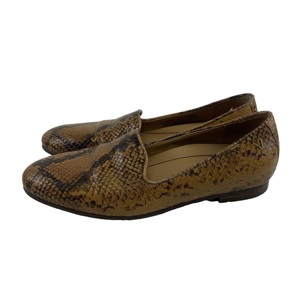 Vionic Willa Loafer Boa Brown Snakeskin Leather Slip On Comfort Flat Womens 6.5